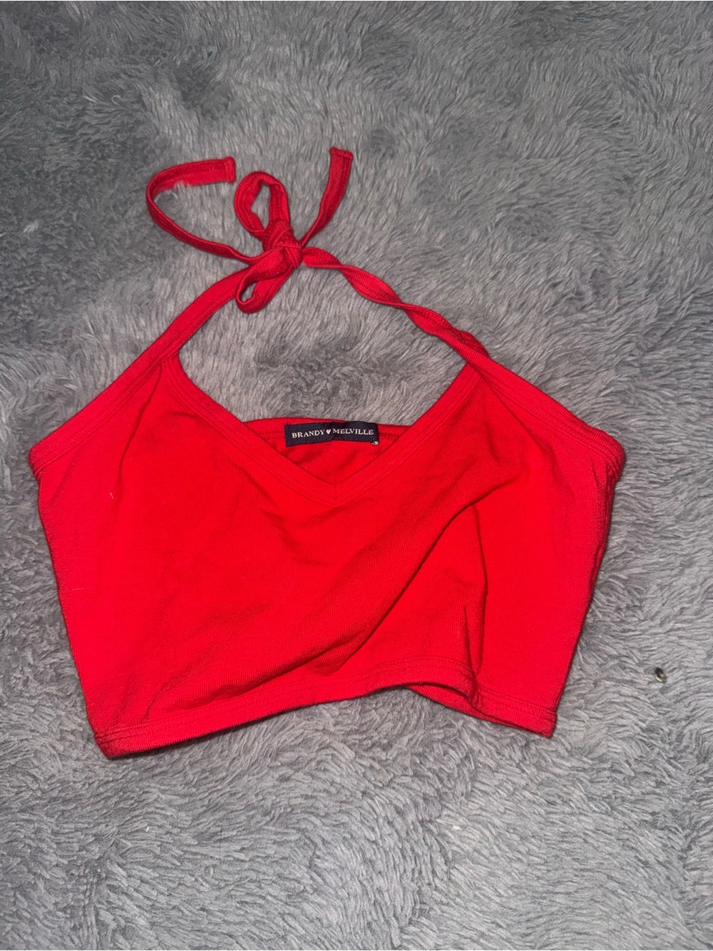 Brandy Melville Red Halter Tie Crop Top